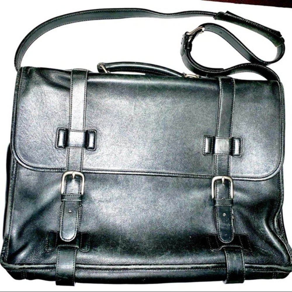⏰Vtg Coach black leather shoulder laptop briefcase